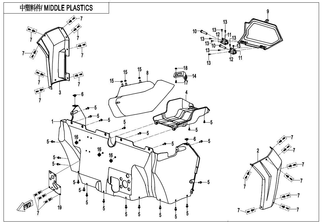 CARENAGES INTERMEDIAIRES 1 POUR ZFORCE 550 EX T1 2021