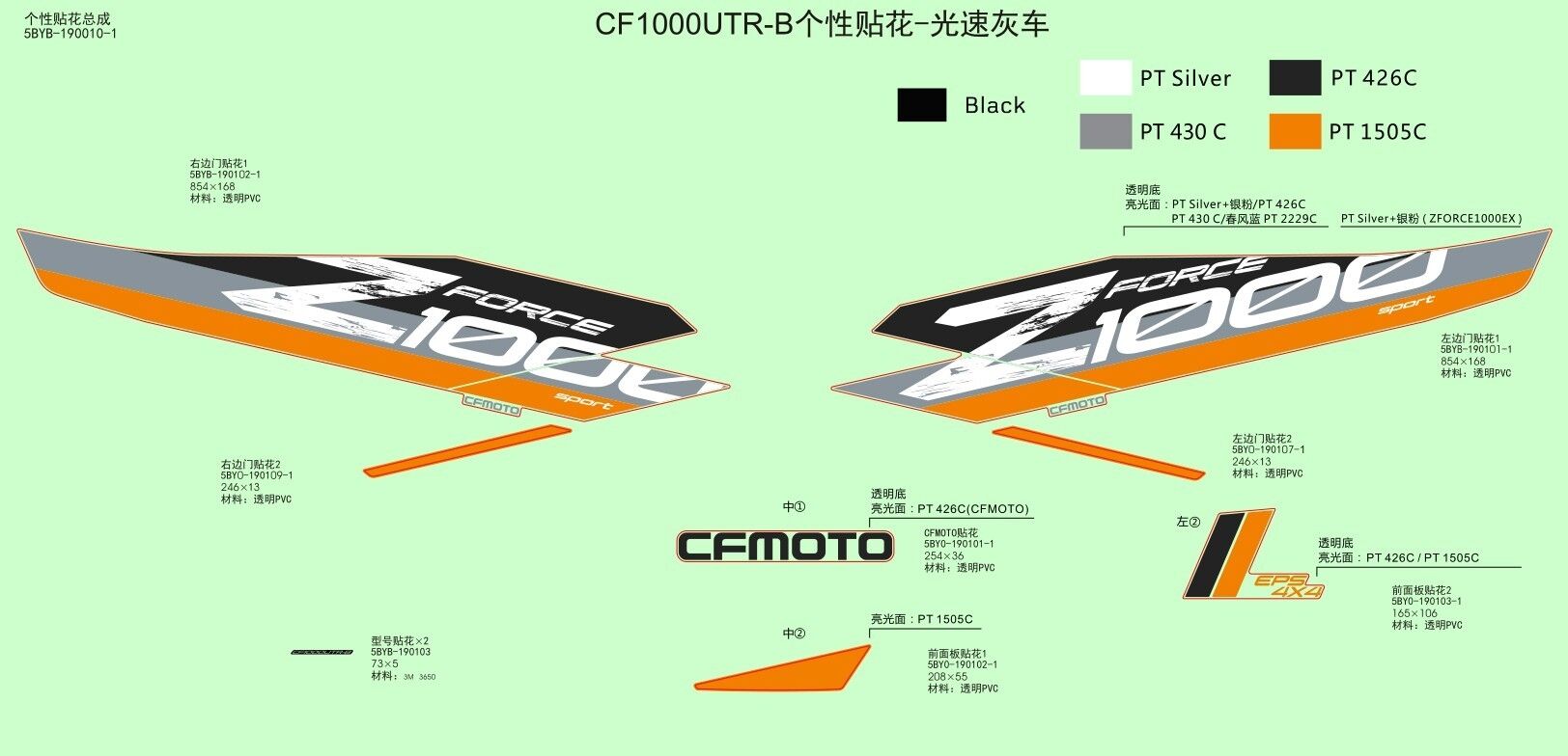 KIT DE DECORATION GHOST GREY POUR ZFORCE 1000 SPORT 2021