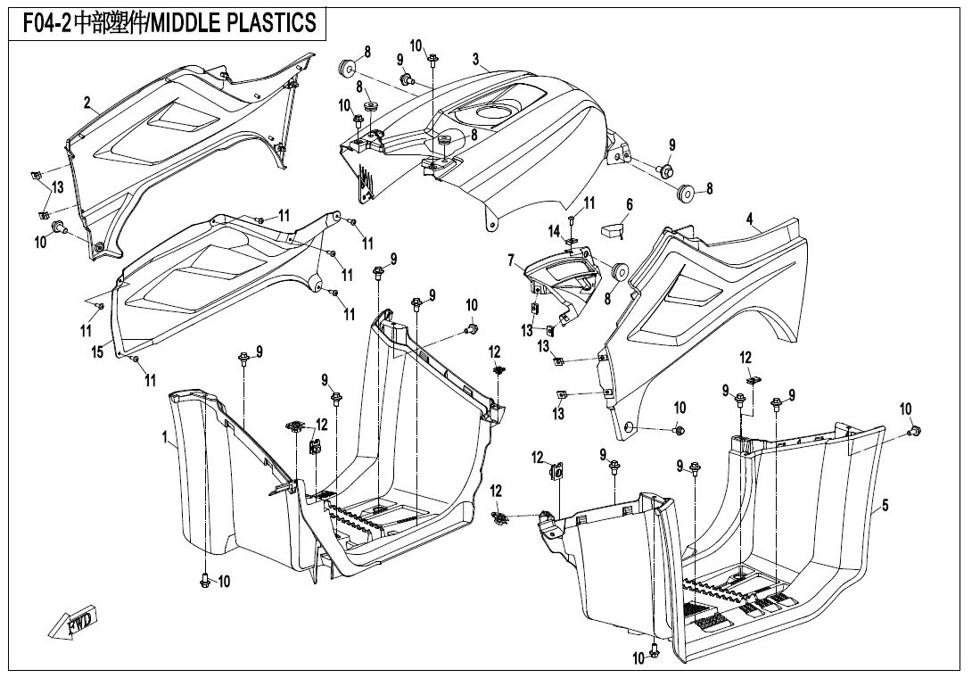 CARROSSERIE CENTRALE POUR CFORCE 520 L7E 2021