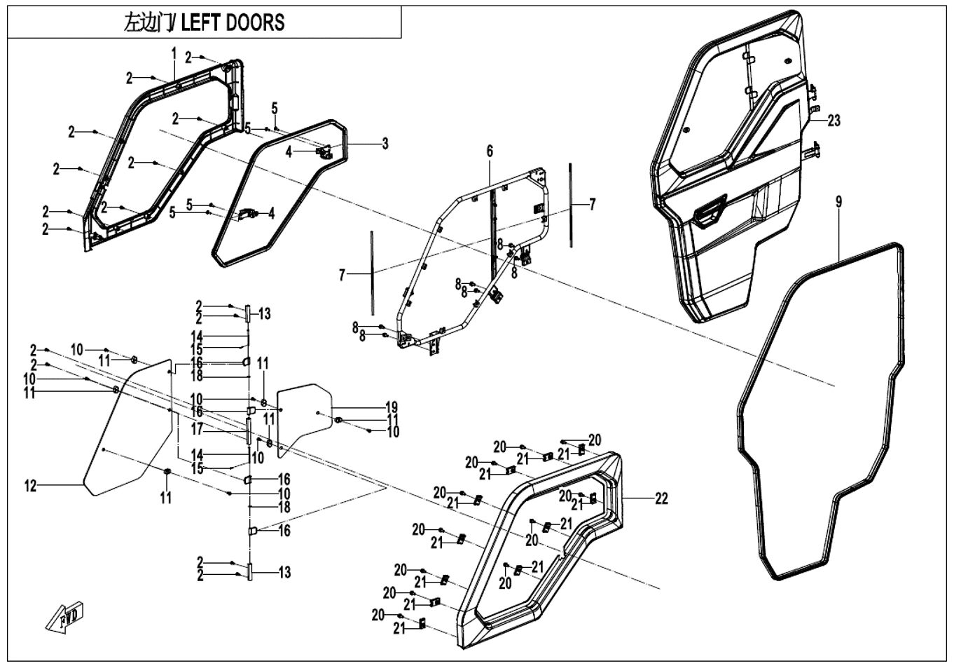 LEFT DOOR POUR UFORCE 1000 EPS BICYLINDRE 2021