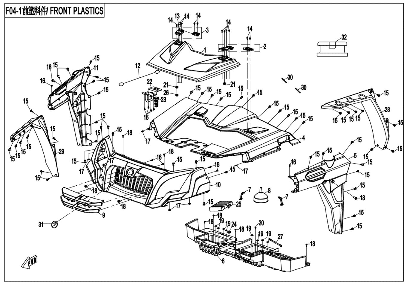 CARROSSERIE AVANT POUR UFORCE 800 EPS T1 2021