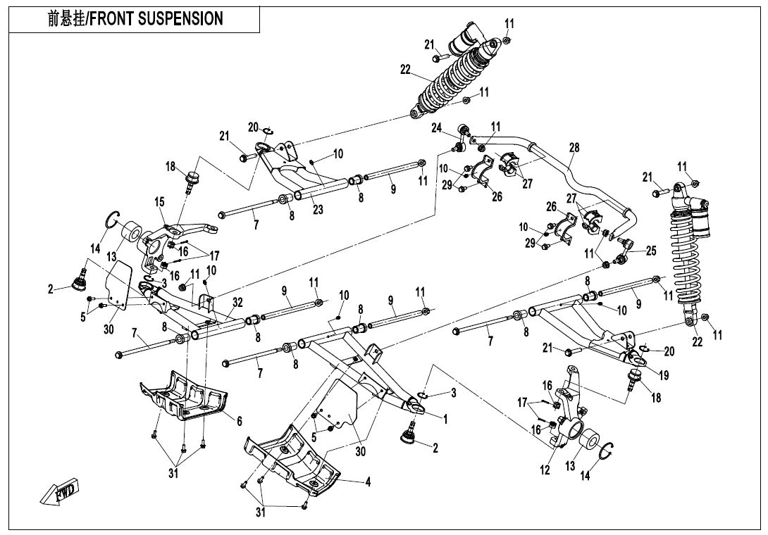 SUSPENSION AVANT POUR UFORCE 800 EPS T1 2021