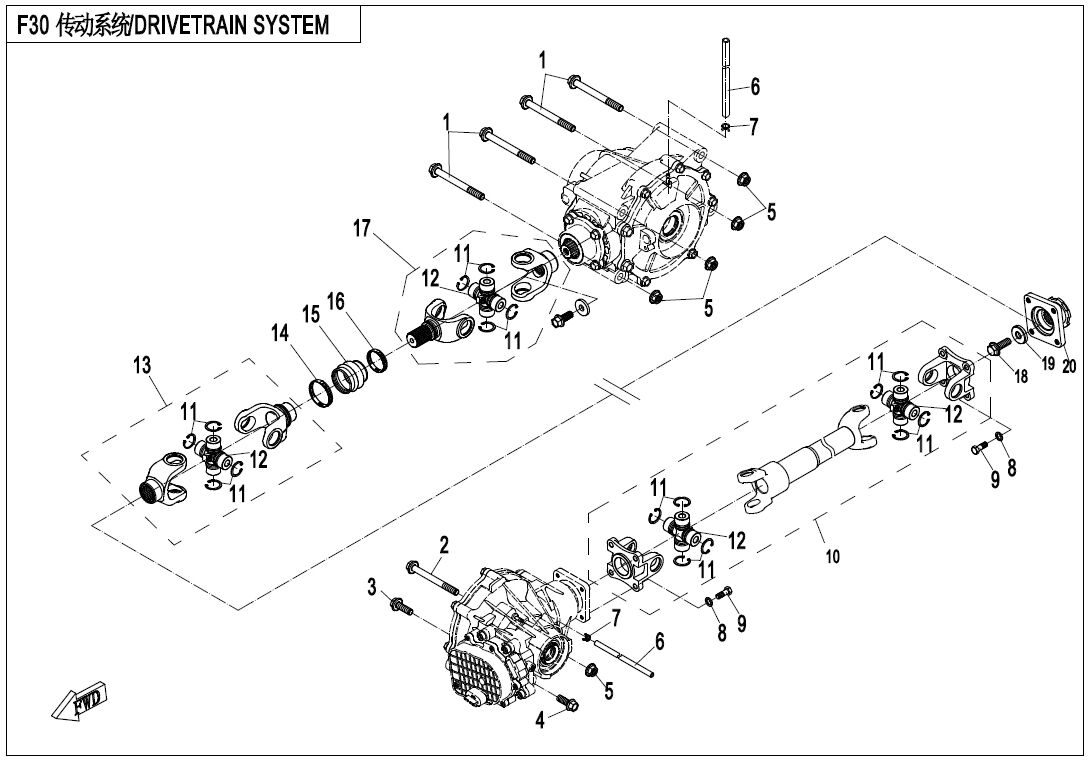 ARBRE DE TRANSMISSION POUR UFORCE 800 EPS T1 2021