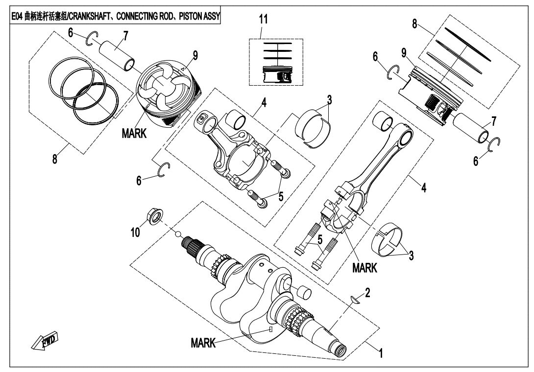 VILEBREQUIN ET PISTON POUR UFORCE 800 EPS T1 2021