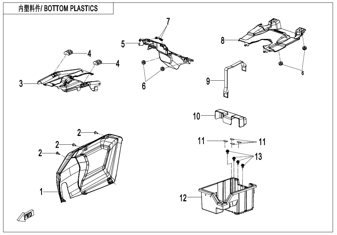 PLASTIQUE INFERIEUR POUR CFORCE 625 T3 LONG EPS AVEC DIFF ARR 2021