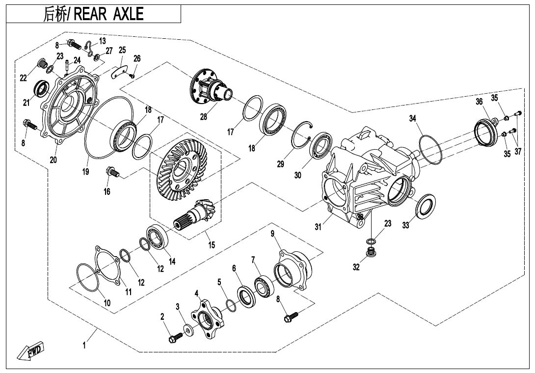 PONT ARRIERE SANS DIFFERENTIEL POUR CFORCE 625 T3 LONG EPS AVEC DIFF ARR 2021