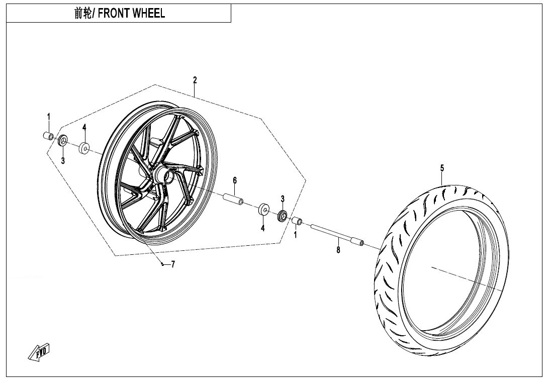 ROUE AVANT POUR CF 300NK 2021