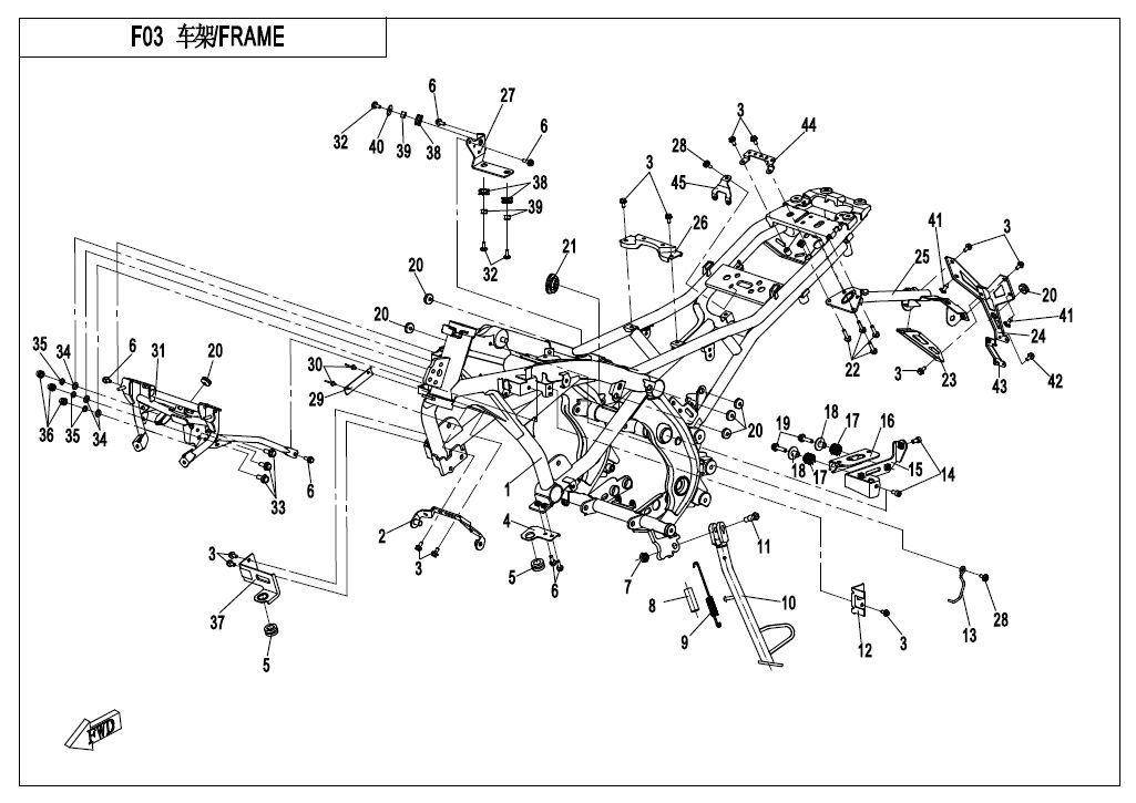 CHASSIS POUR CF 650MT A2 AVEC VALISES 2021