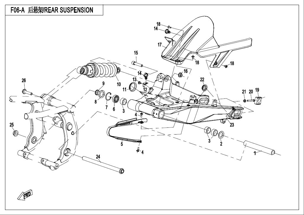SUSPENSION ARRIERE POUR CF 650MT A2 AVEC VALISES 2021
