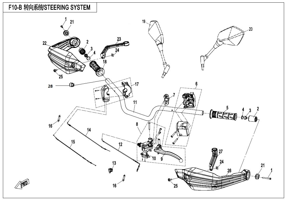 GUIDON POUR CF 650MT A2 AVEC VALISES 2021