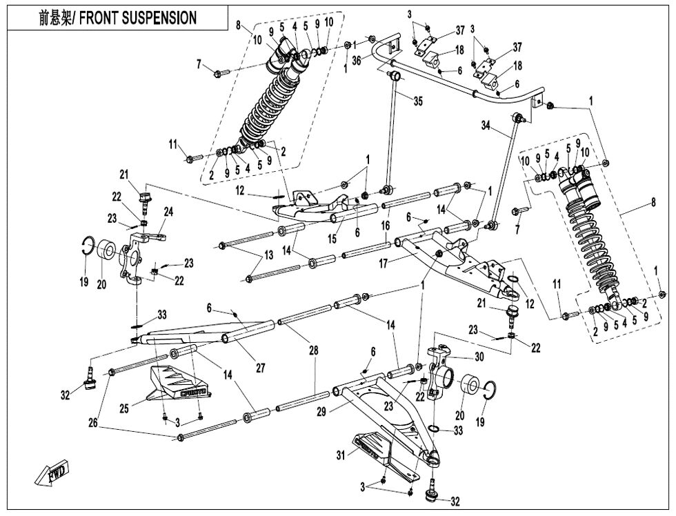 SUSPENSION AVANT POUR ZF1000 EPS 2021