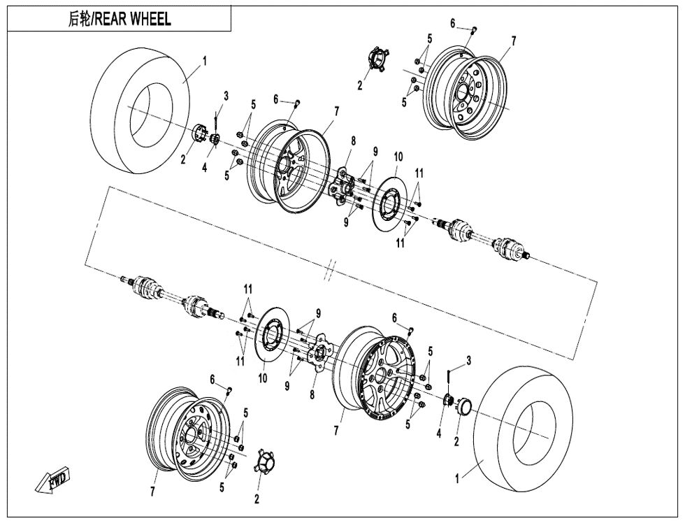 ROUES ARRIRERES POUR ZF1000 EPS 2021