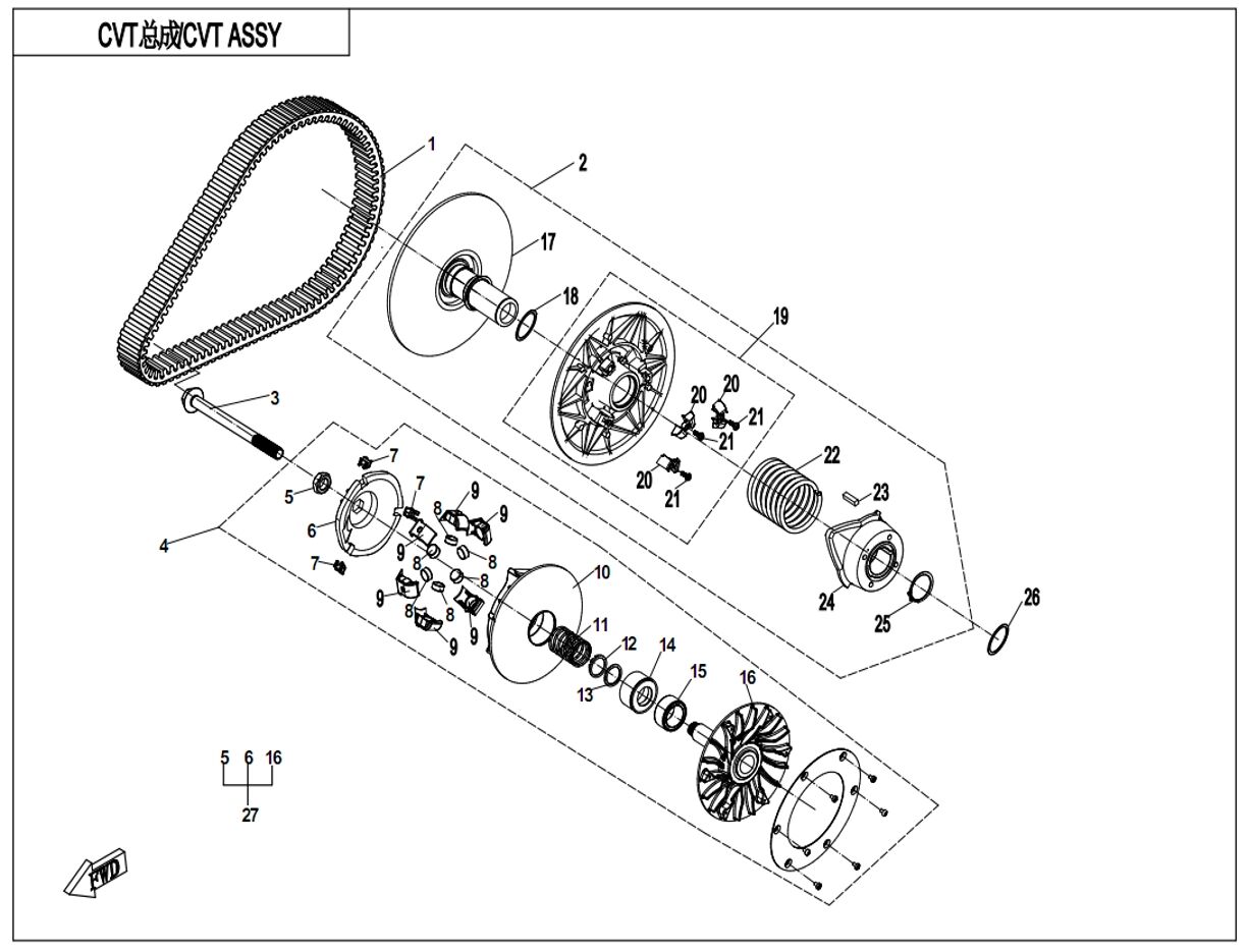 CVT POUR CF 1000 T3 OVERLAND AVEC DIFF ARRIERE 2022