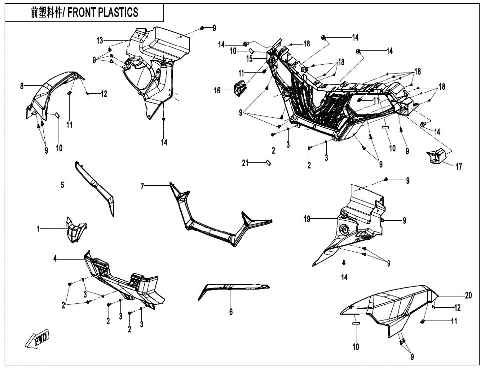 PLASTIQUES AVANT POUR CFORCE 625 T3 EPS 2020