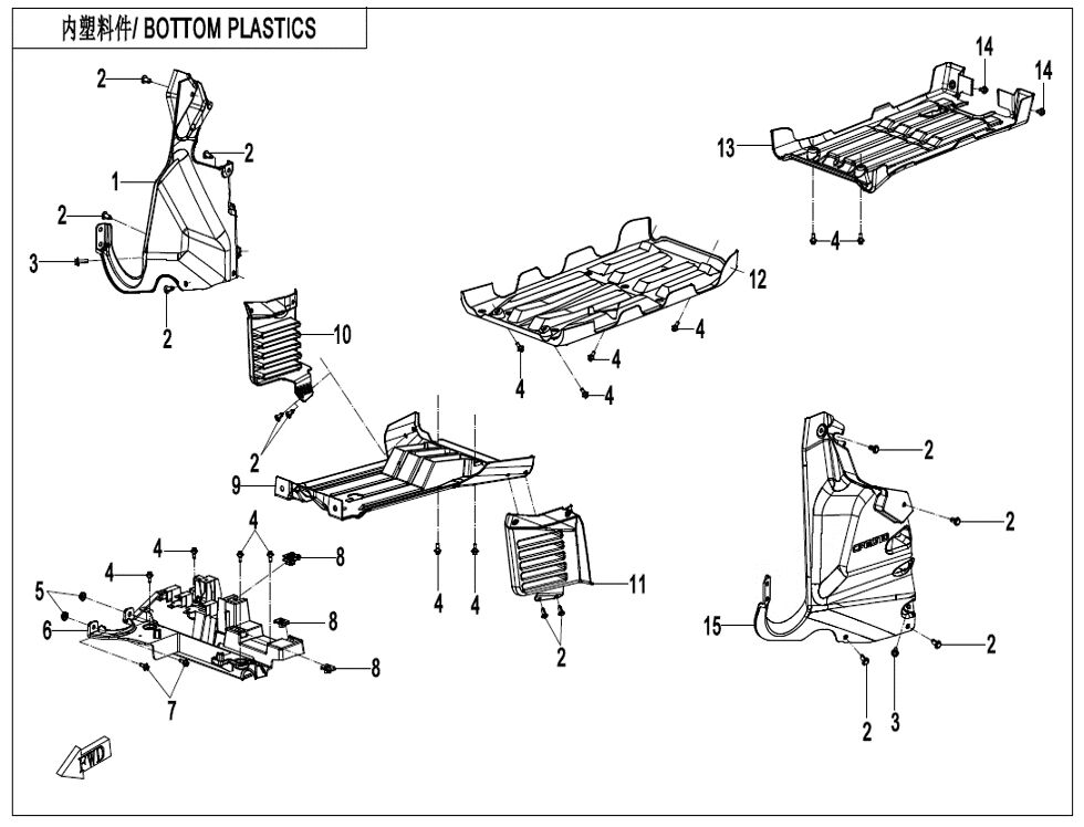 PLASTIQUES INFERIEURS POUR CFORCE 625 T3 LONG EPS AVEC DIFF ARR 2021