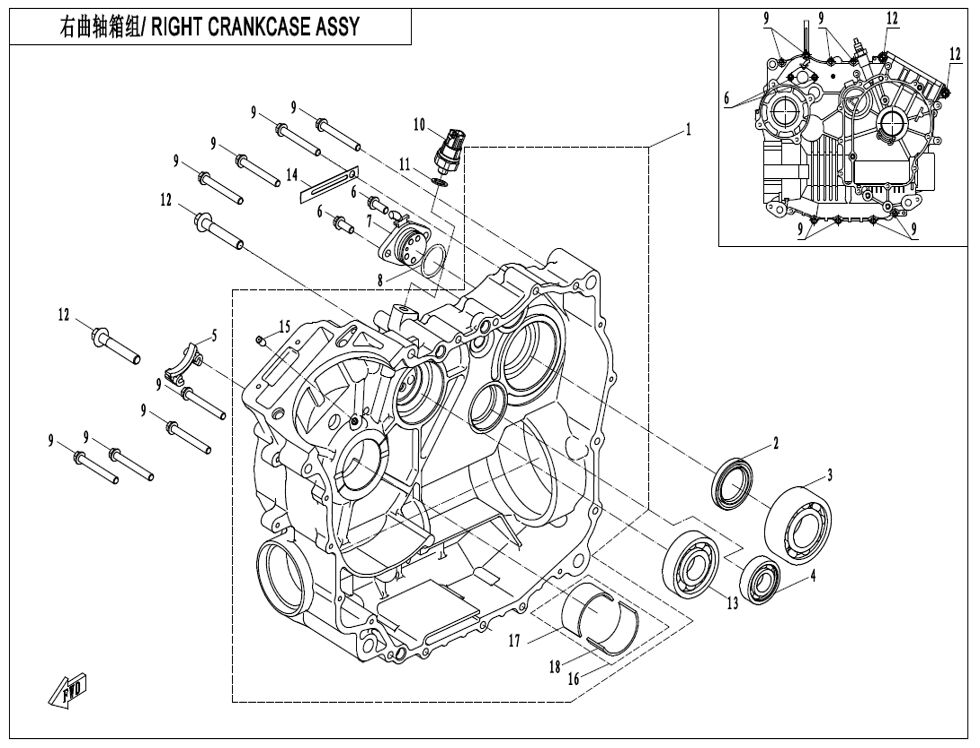 ASSEMBLAGE CARTER DE VILEBREQUIN DROIT POUR CFORCE 625 T3 COURT BASIC BLUE LINE 2021