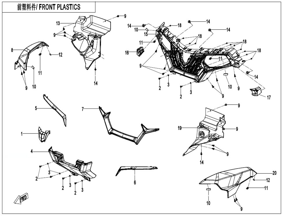 CARROSSERIE AVANT POUR CFORCE 625 L7E EPS 2021