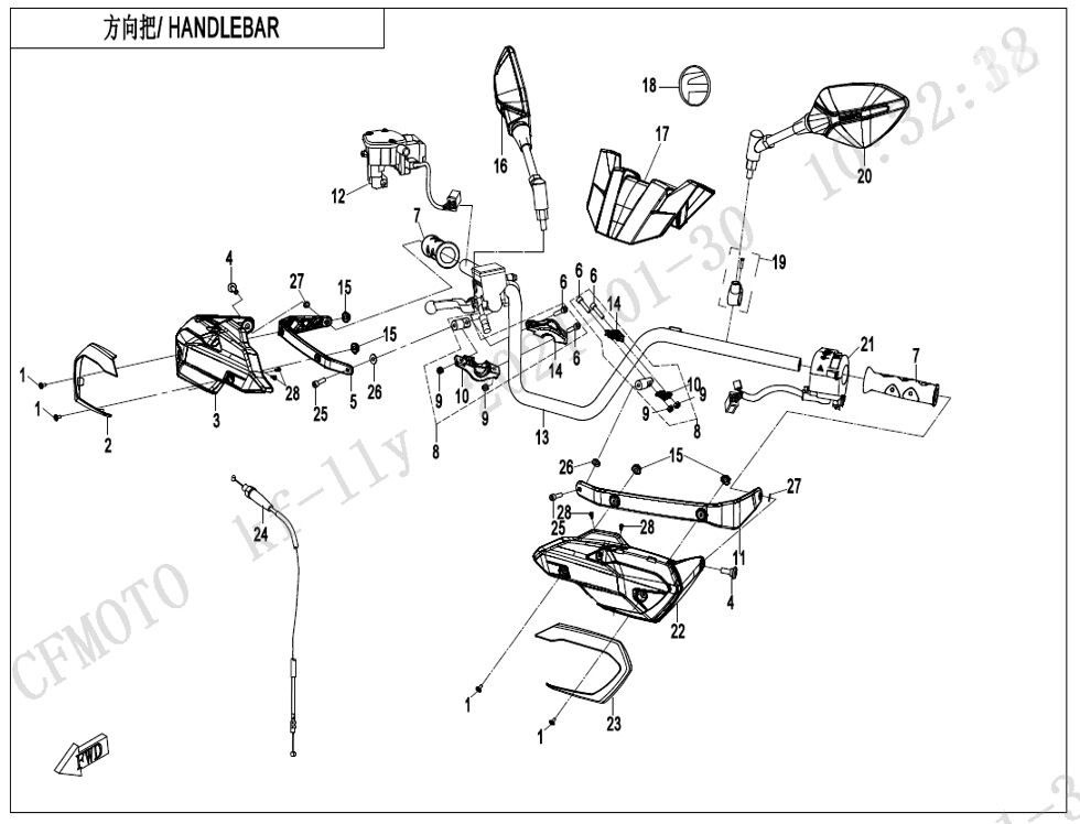 GUIDON POUR CFORCE 625 L7E EPS 2021