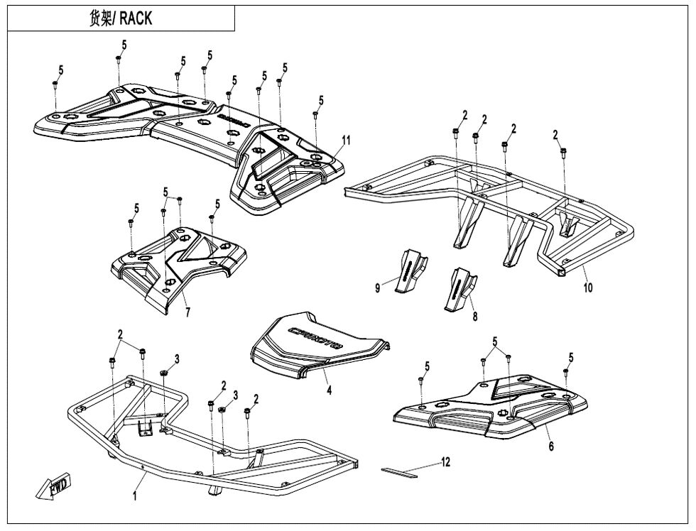 PORTE BAGAGES POUR CFORCE 625 T3 LONG EPS AVEC DIFF ARR 2021