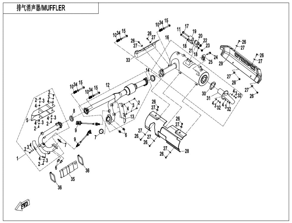 ECHAPPEMENT POUR CFORCE 850 T3 EPS AVEC DIFF ARRIERE 2022