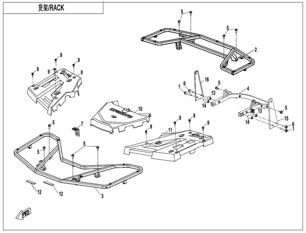 RACK POUR CFORCE 850 T3 EPS AVEC DIFF ARRIERE 2022