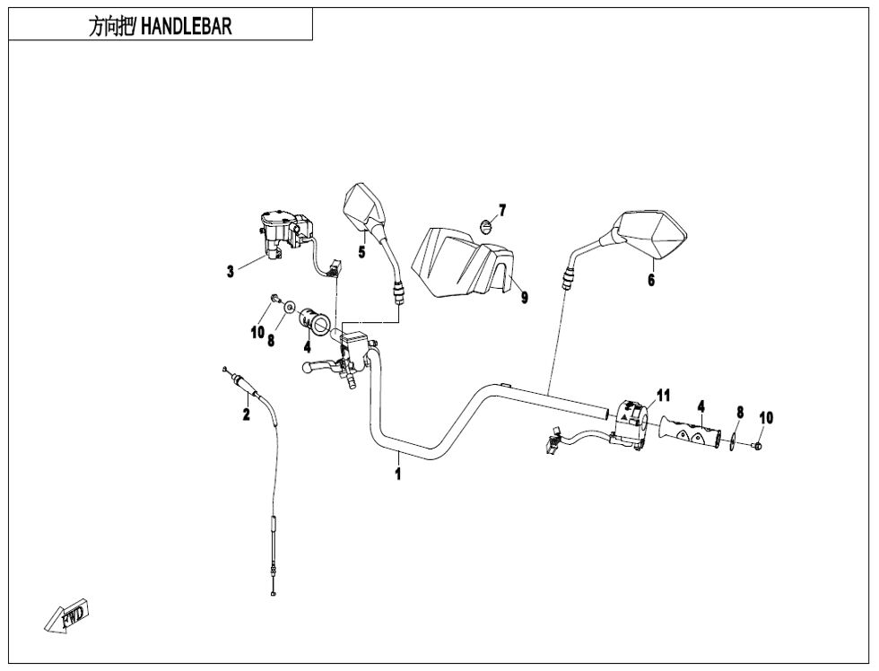 GUIDON POUR CFORCE 520 S L7E COURT 2021