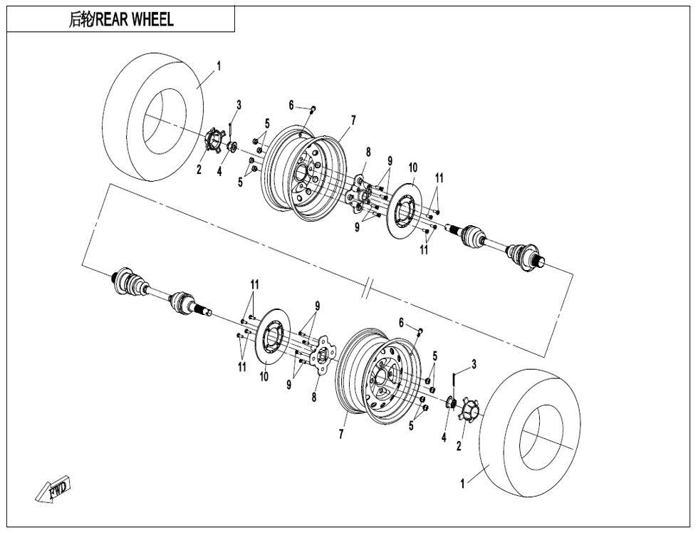 ROUES ARRIRERES POUR CFORCE 520 S L7E COURT 2021