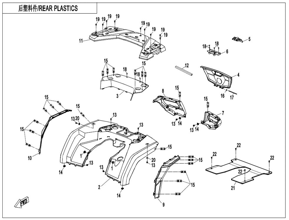 CARROSSERIE ARRIERE POUR CFORCE 1000 T3 EPS 2022