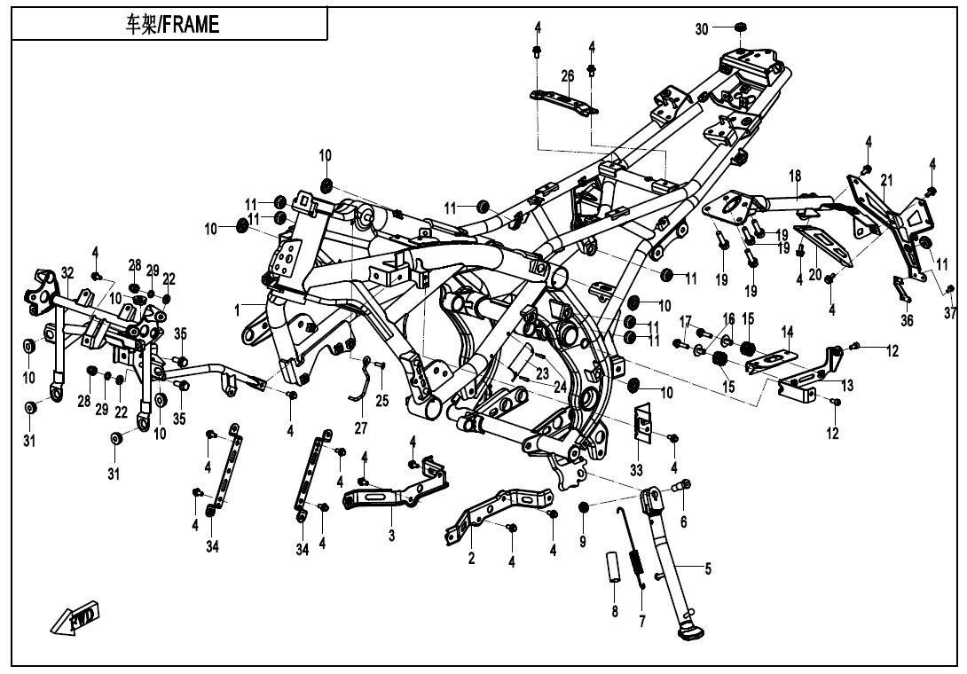 CHASSIS POUR CF 650GT A2 AVEC VALISES 2021