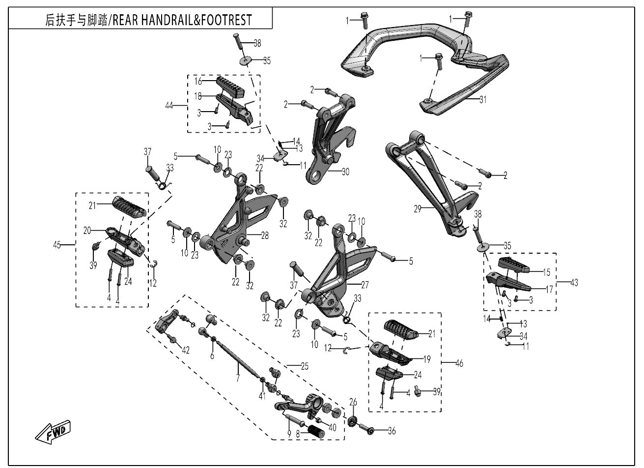 REPOSE PIEDS ET POIGNEES DE MAINTIEN POUR CF 650GT A2 AVEC VALISES 2021