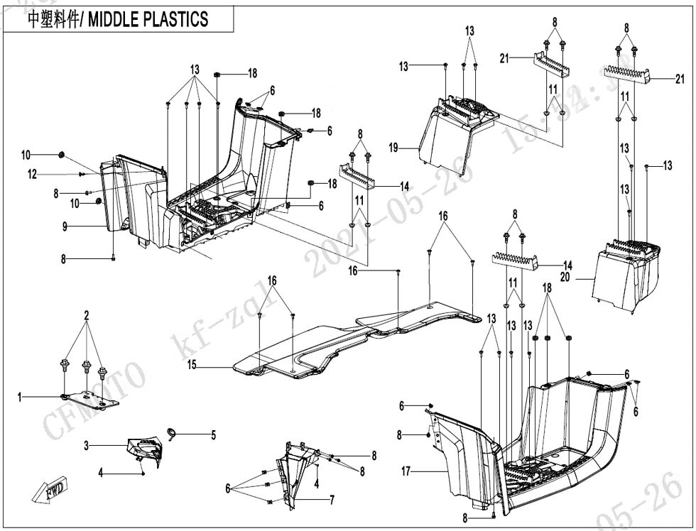 CARROSSERIE CENTRALE POUR CFORCE 625 L7E EPS 2023