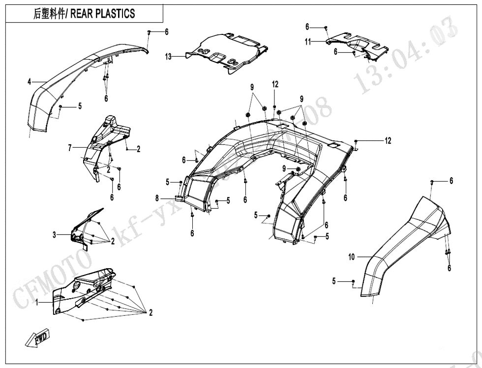 CARROSSERIE ARRIERE POUR CFORCE 625 T3 EPS 2022