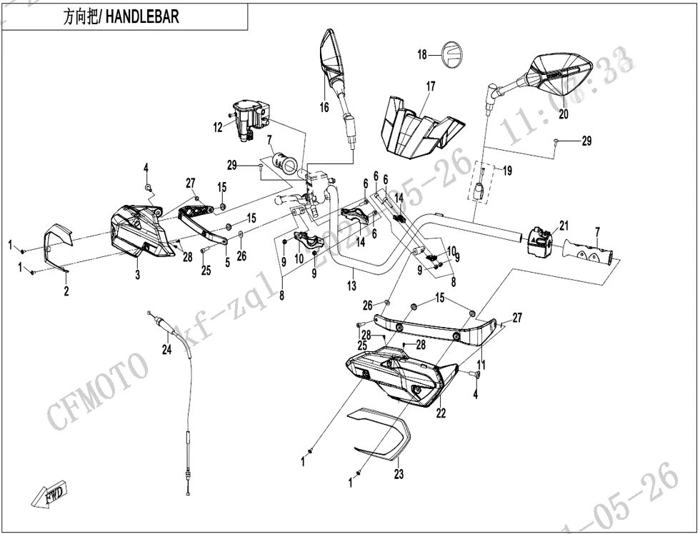 GUIDON POUR CFORCE 625 L7E EPS 2022