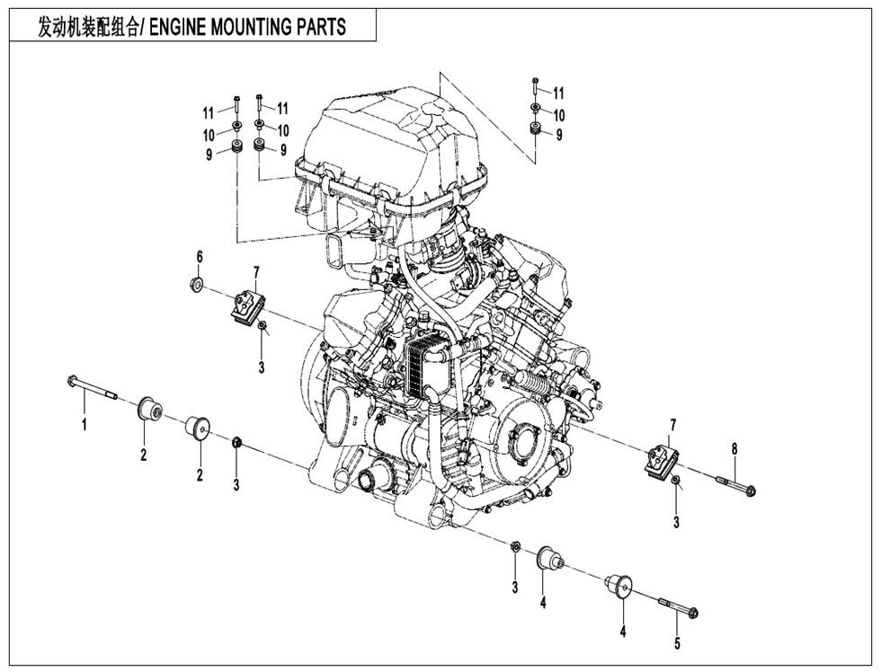 SUPPORTS MOTEUR POUR CFORCE 850 T3 EPS AVEC DIFF ARRIERE 2023