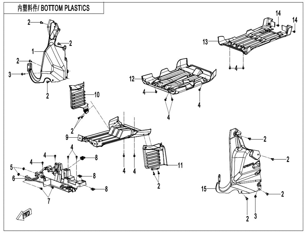 PLASTIQUE INFERIEUR POUR CFORCE 625 T3 COURT EPS 2021