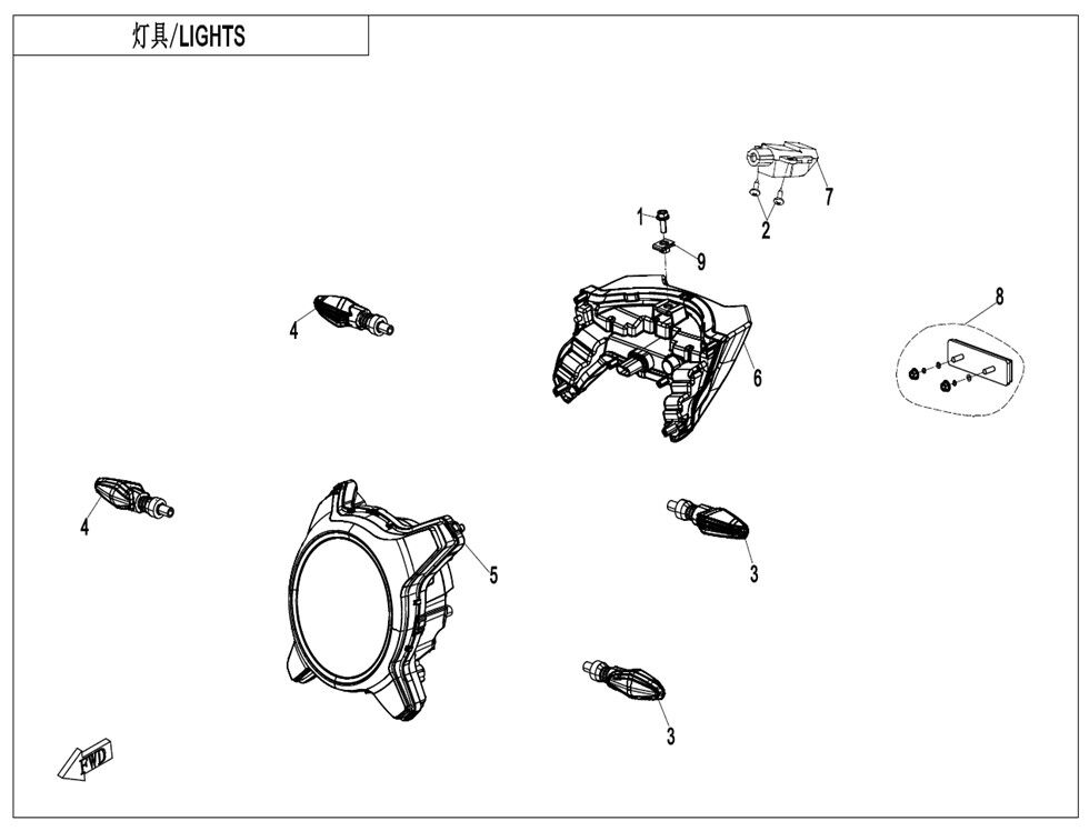 FEUX ET CLIGNOTANTS POUR CF 700CL X SPORT 2021