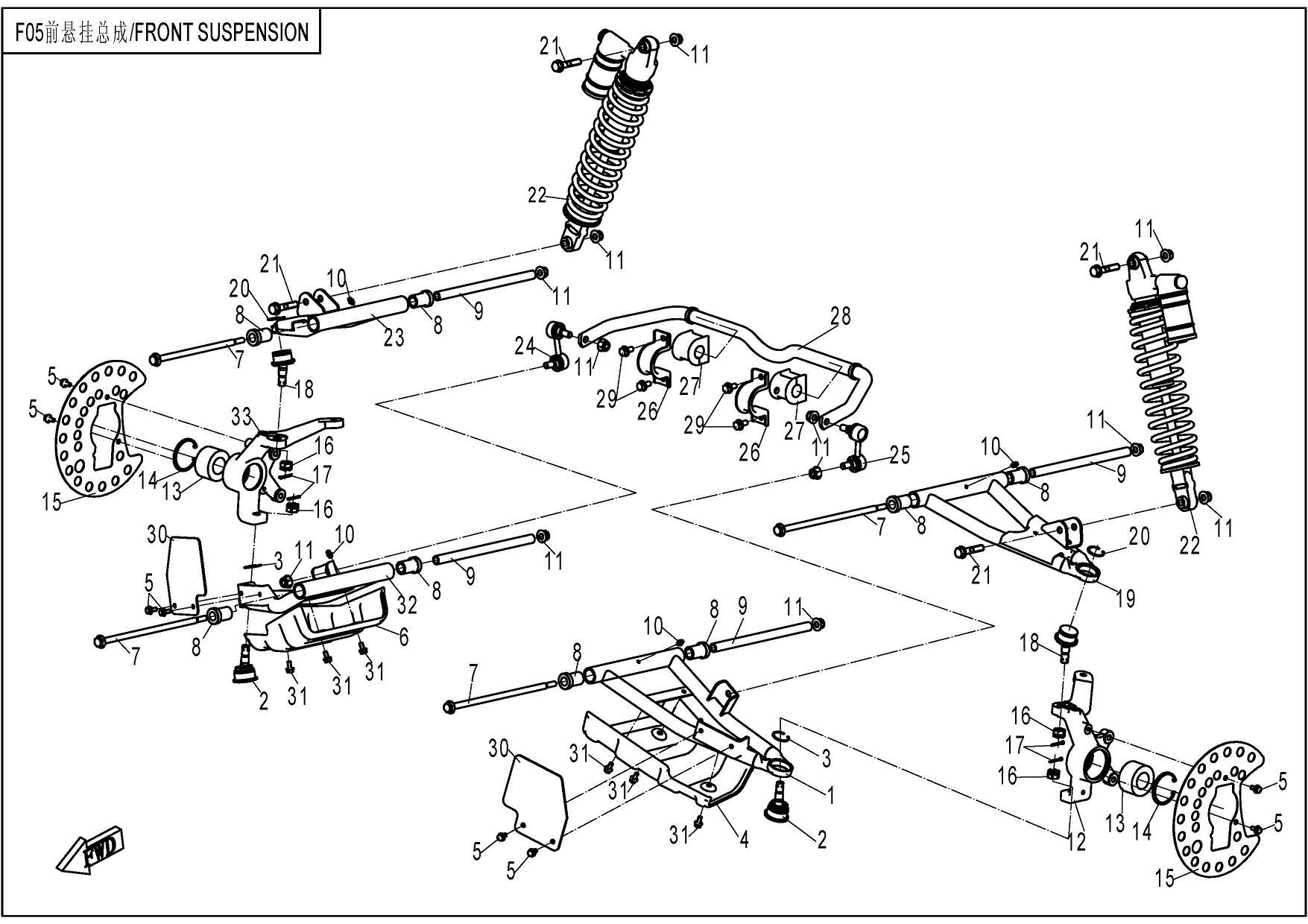 SUSPENSION AVANT POUR UFORCE 800 2014