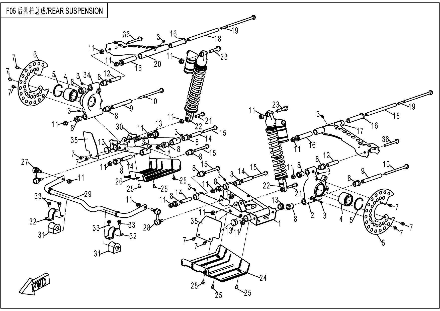 SUSPENSION ARRIERE POUR UFORCE 800 EPS 2016