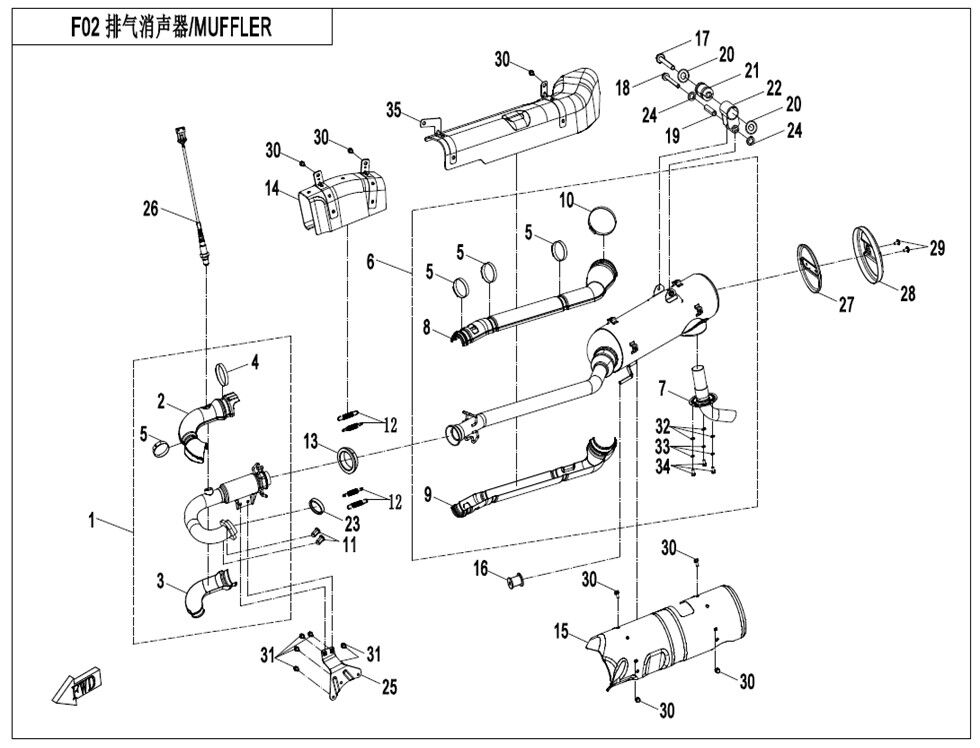ECHAPPEMENT POUR CFORCE 520 L7E LONG EXPERT 2022