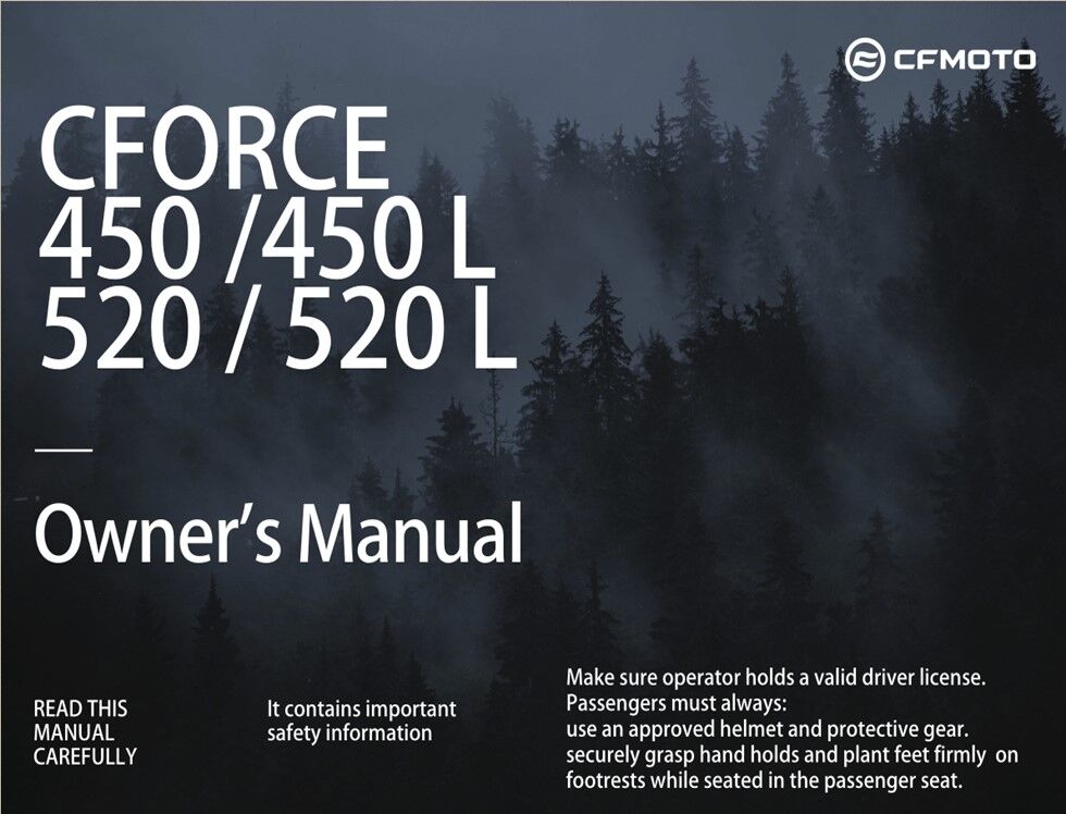 MANUEL D UTILISATION POUR CFORCE 520 L7E LONG EXPERT 2022