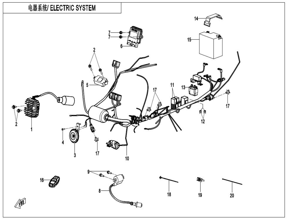 SYSTEME ELECTRIQUE POUR CFORCE 110 KID THERMIQUE 2023