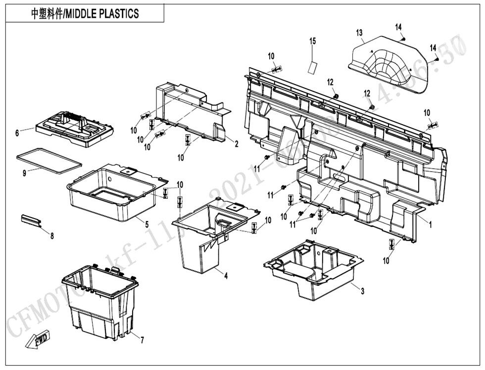 CARROSSERIE CENTRALE POUR UFORCE 1000 EPS BICYLINDRE 2023