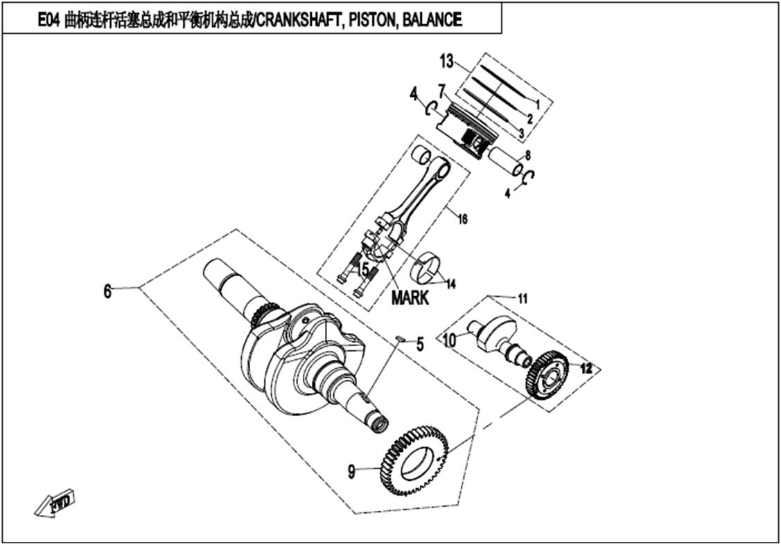 VILEBREQUIN ET PISTON POUR CFORCE 450 2015