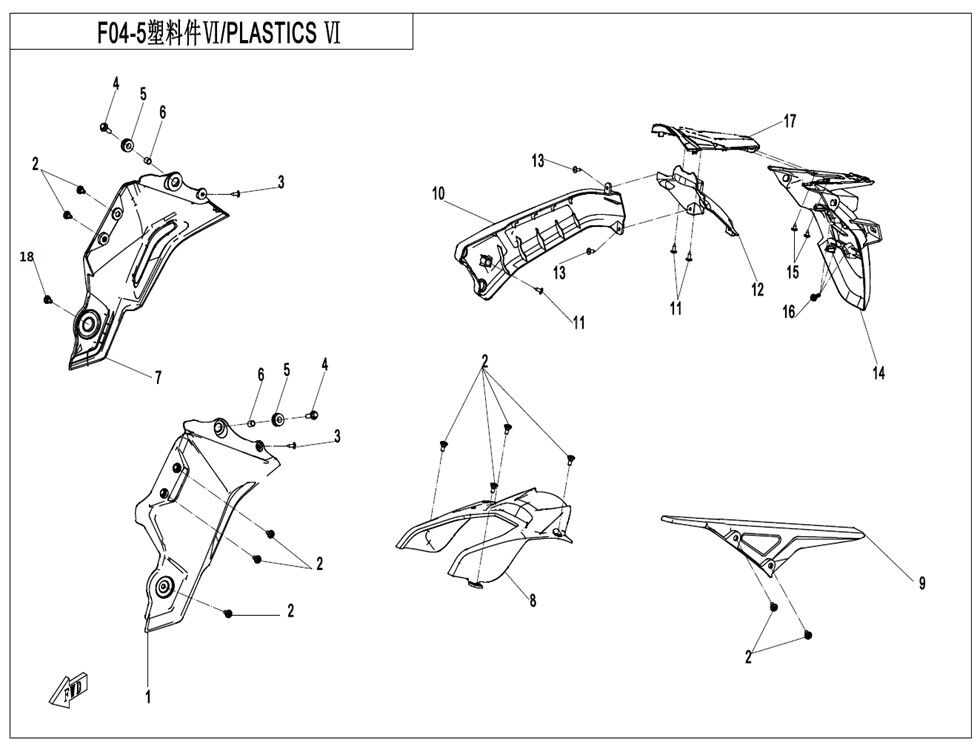 PLASTIQUES 5 POUR CF 700CL X ADVENTURE 2023