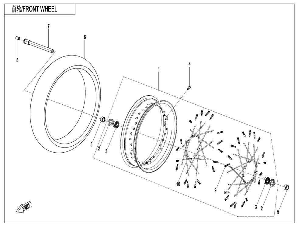ROUE AVANT POUR CF 700CL X ADVENTURE 2023
