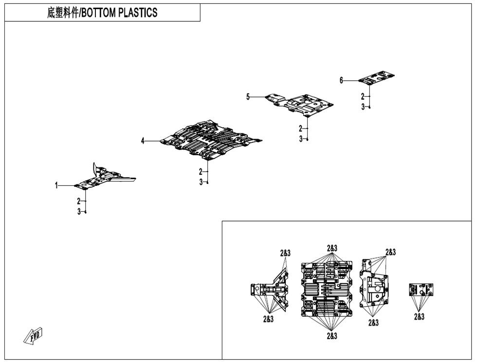 PLASTIQUE INFERIEUR POUR ZFORCE 950 SPORT 2023