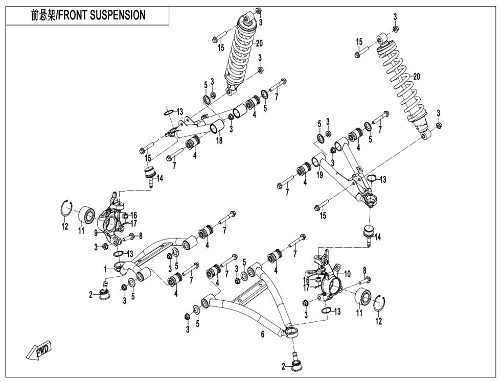 SUSPENSION AVANT POUR CFORCE 520 L7E LONG EXPERT 2024