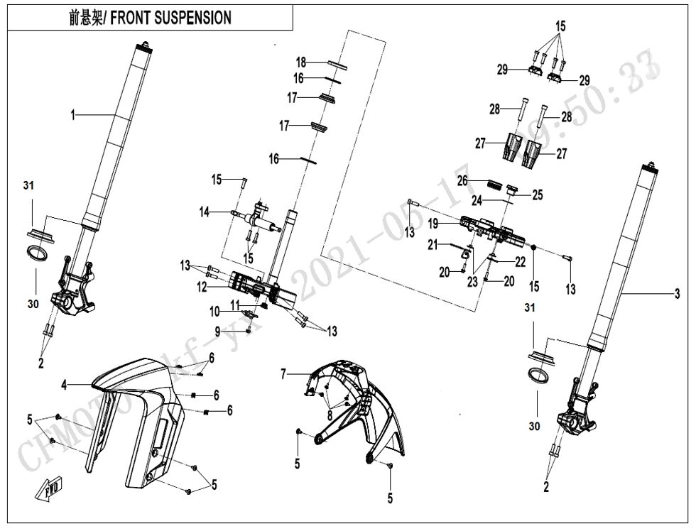 SUSPENSION AVANT POUR CF 800MT DESERT 2023