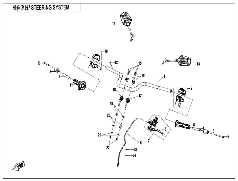 SYSTEME DE DIRECTION POUR CF 800 NK SPORT 2023