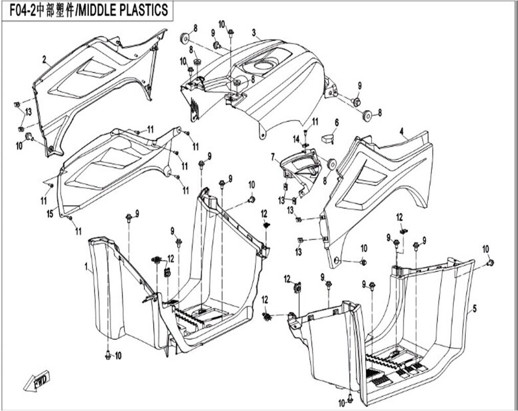PLASTIQUE MILIEU POUR CFORCE 450 2016